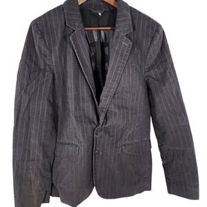 VTG Juicy Couture Dirty English Gray Striped Velvet Blazer Sport Coat Size 40